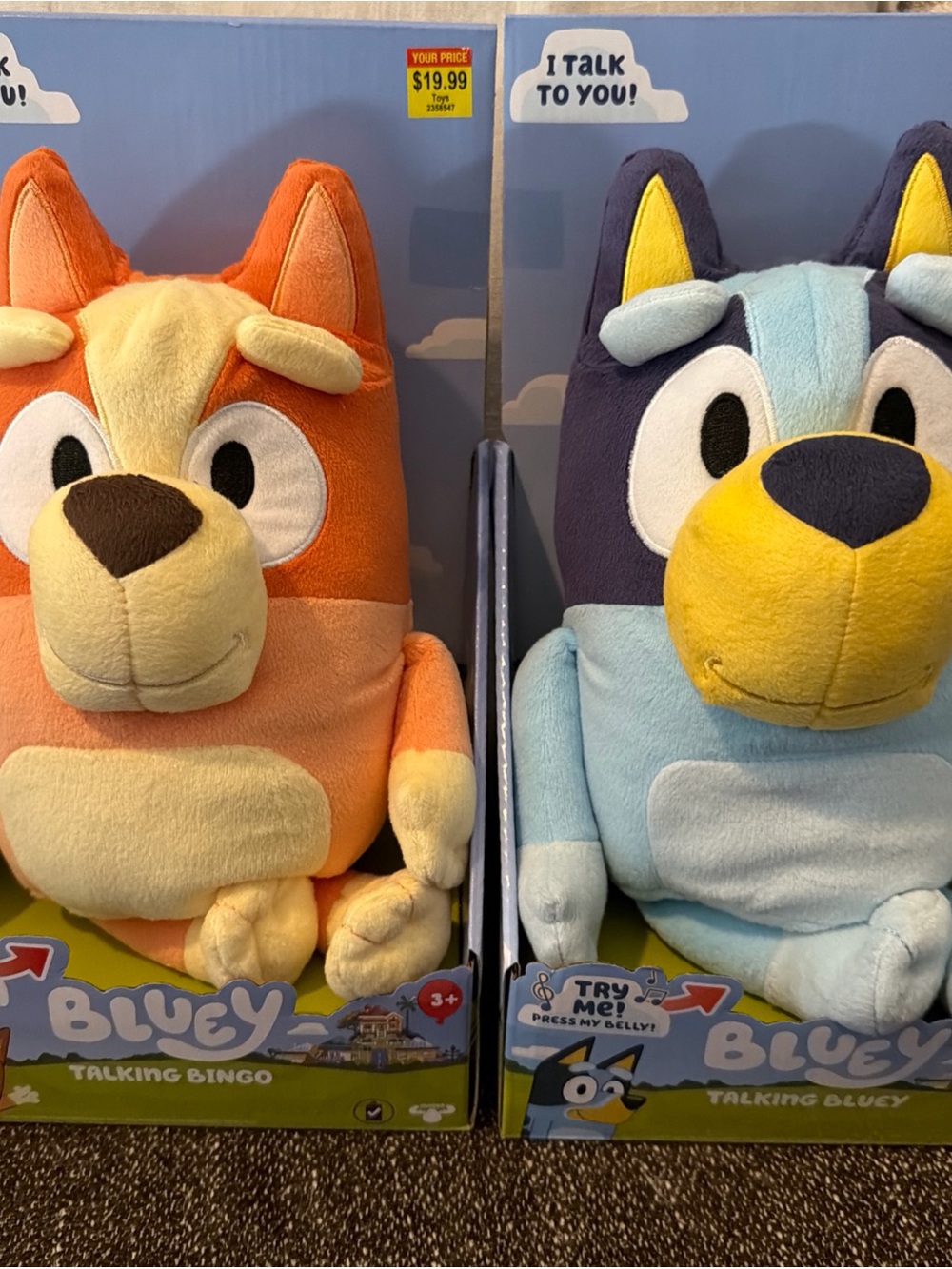 Talking Bluey and Bingo Plush Toy - Orange and Light Blue Characters